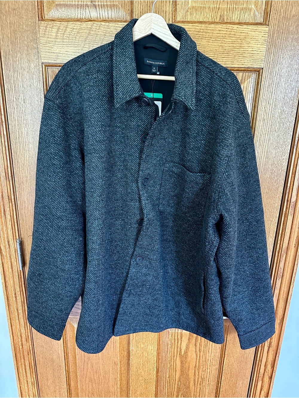 Banana Republic Men's Charcoal Herringbone Shirt Jacket